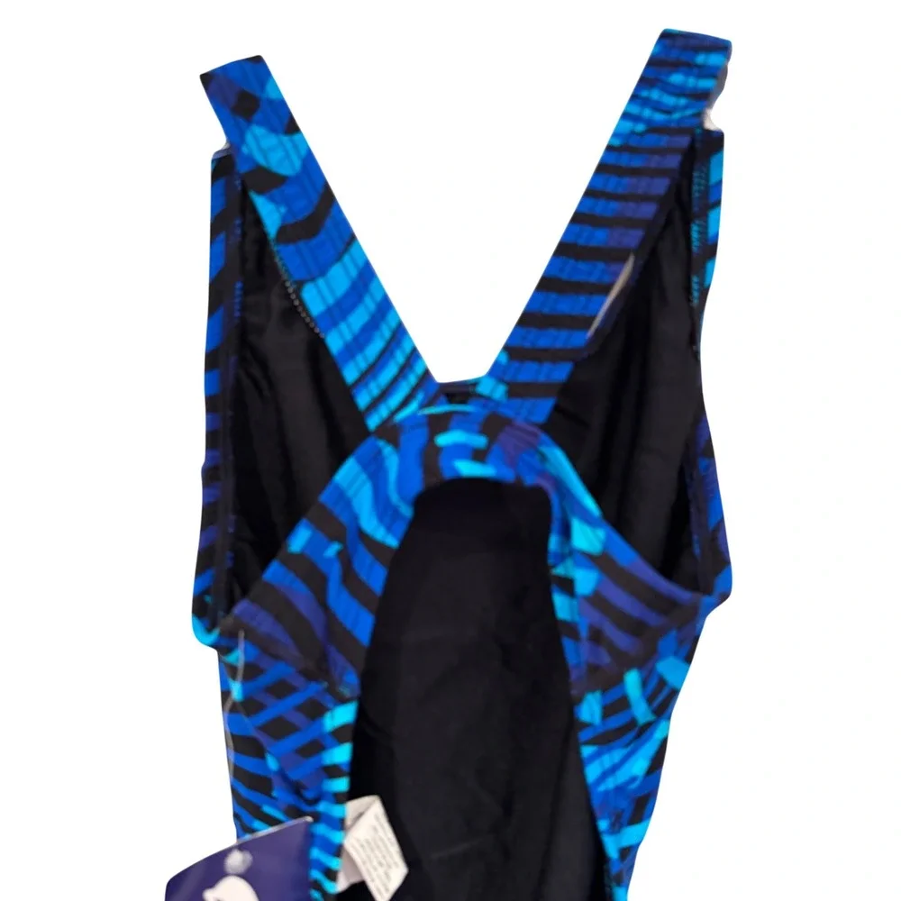 Dolfin Poly Fusion Performance Back Competition Swimsuit Juniors 30 XS‎ Blue NWT